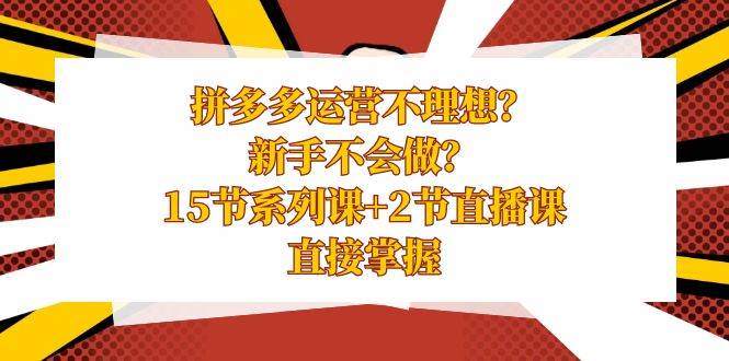 拼多多运营不理想？新手不会做？15节系列课+2节直播课，直接掌握-易创网