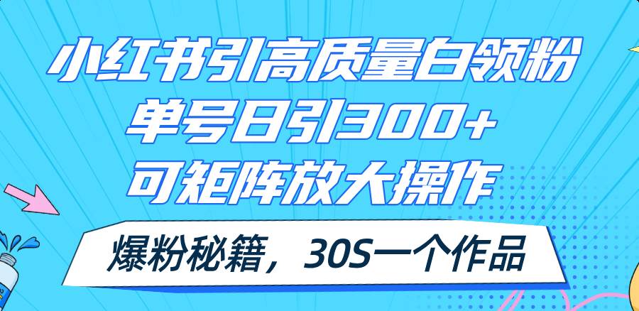 小红书引高质量白领粉，单号日引300+，可放大操作，爆粉秘籍！30s一个作品-易创网