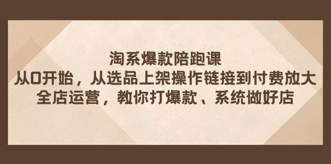 淘系爆款陪跑课 从选品上架操作链接到付费放大 全店运营 打爆款 系统做好店-易创网