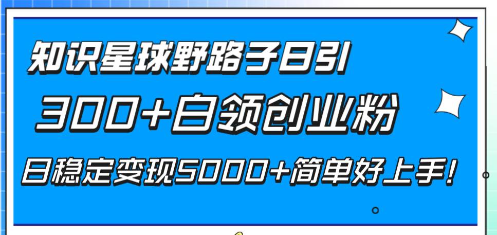 知识星球野路子日引300+白领创业粉，日稳定变现5000+简单好上手！-易创网