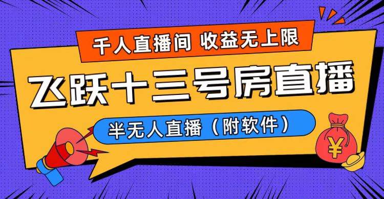 爆火飞跃十三号房半无人直播，一场直播上千人，日入过万！（附软件）-易创网