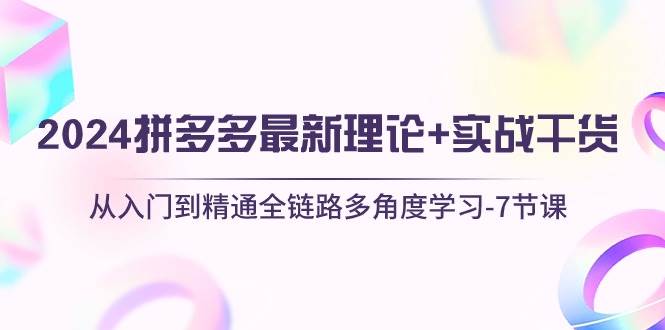 2024拼多多 最新理论+实战干货，从入门到精通全链路多角度学习-7节课-易创网