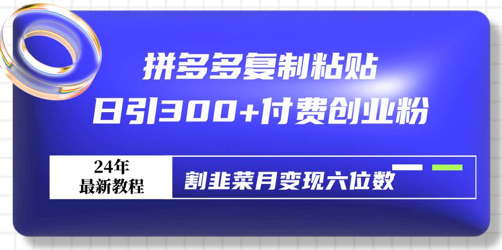 图片[1]-拼多多复制粘贴日引300+付费创业粉，割韭菜月变现六位数最新教程！-易创网