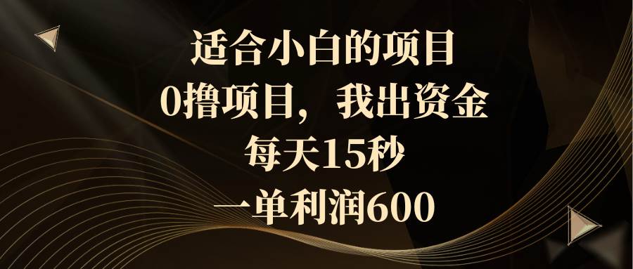 图片[1]-适合小白的项目，0撸项目，我出资金，每天15秒，一单利润600-易创网