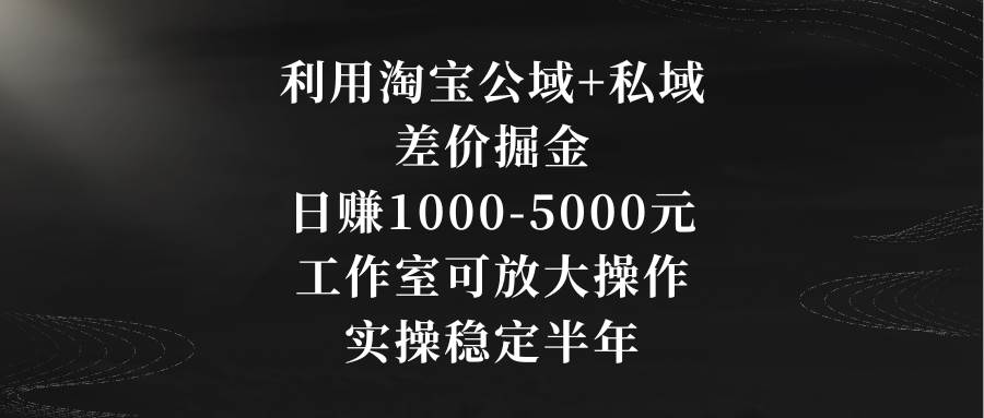 利用淘宝公域+私域差价掘金，日赚1000-5000元，工作室可放大操作，实操…-易创网