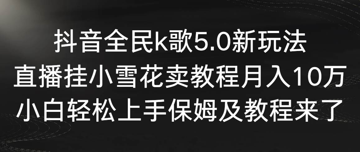 抖音全民k歌5.0新玩法，直播挂小雪花卖教程月入10万，小白轻松上手，保…-易创网