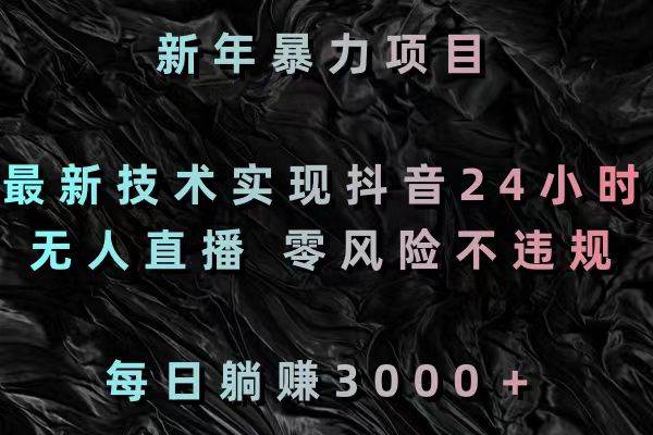 新年暴力项目，最新技术实现抖音24小时无人直播 零风险不违规 每日躺赚3000-易创网