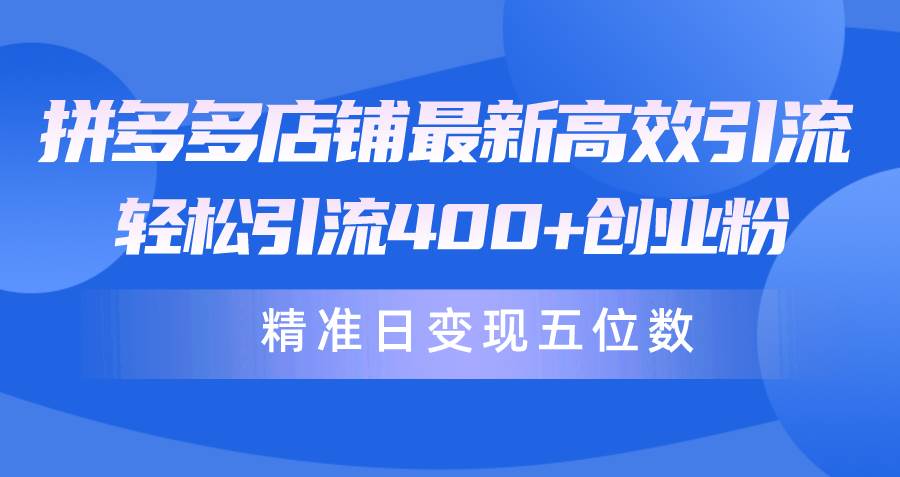 拼多多店铺最新高效引流术，轻松引流400+创业粉，精准日变现五位数！-易创网