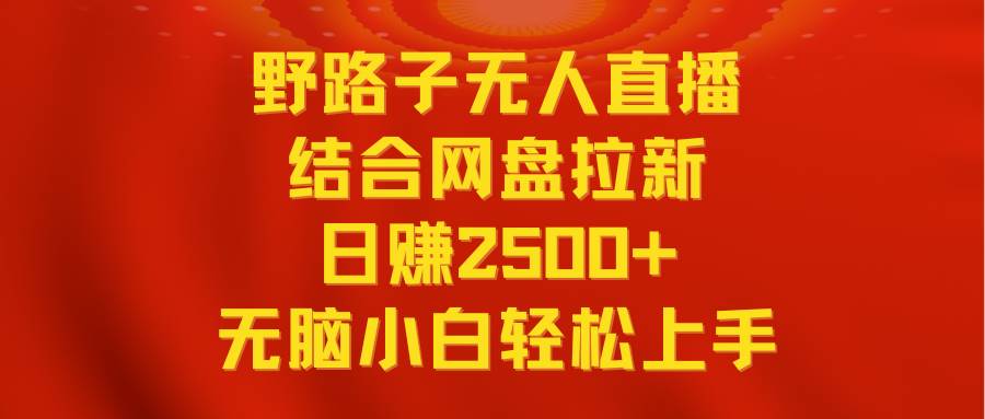 无人直播野路子结合网盘拉新，日赚2500+多平台变现，小白无脑轻松上手操作-易创网