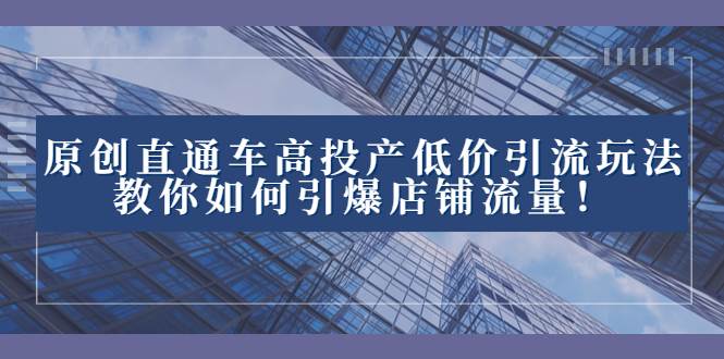 2023直通车高投产低价引流玩法，教你如何引爆店铺流量！-易创网