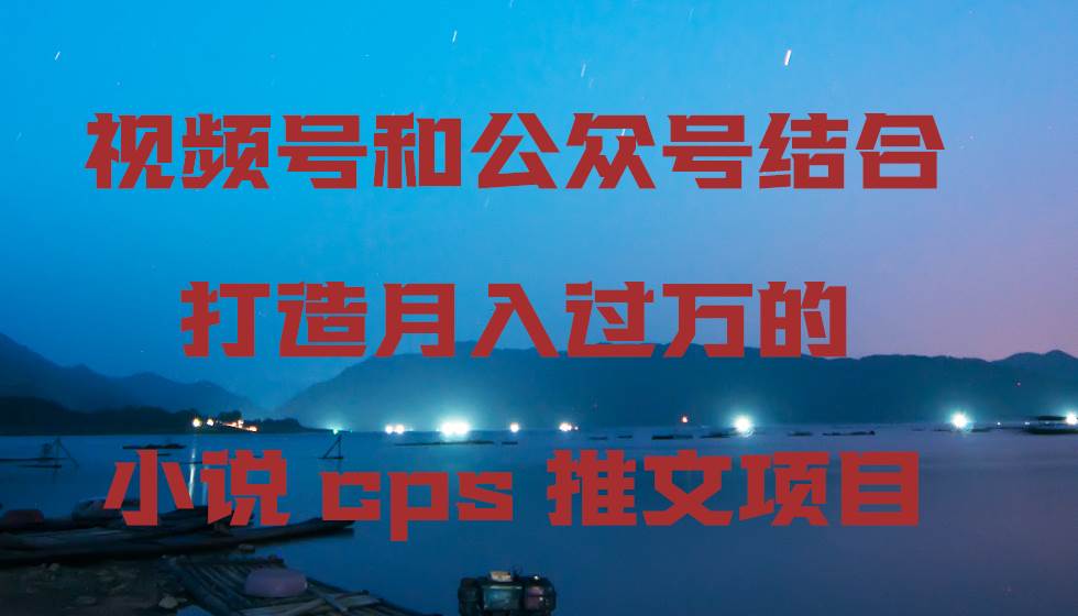 视频号和公众号结合打造月入过万的小说cps推文项目-易创网