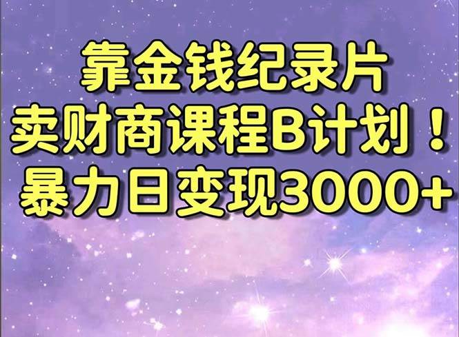 靠金钱纪录片卖财商课程B计划！暴力日变现3000+，喂饭式干货教程！-易创网