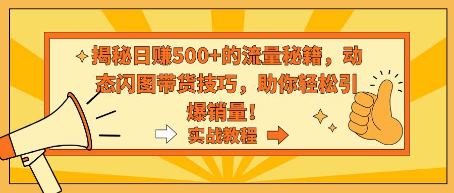 揭秘日赚500+的流量秘籍，动态闪图带货技巧，助你轻松引爆销量！-易创网