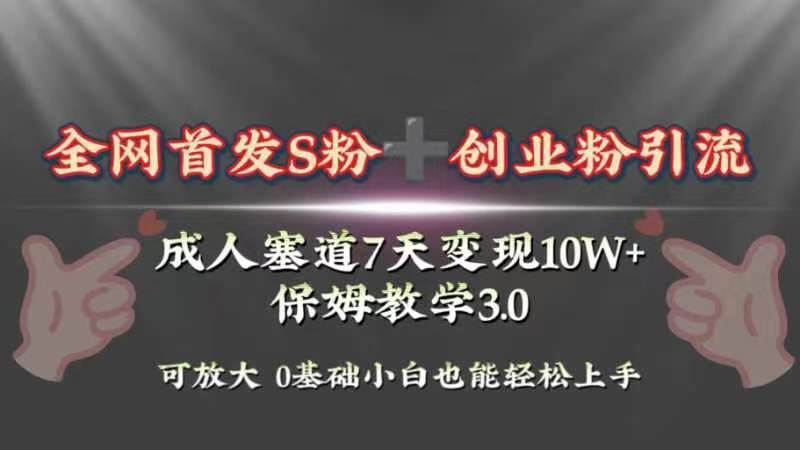 全网首发s粉加创业粉引流变现，成人用品赛道7天变现10w+保姆教学3.0-易创网