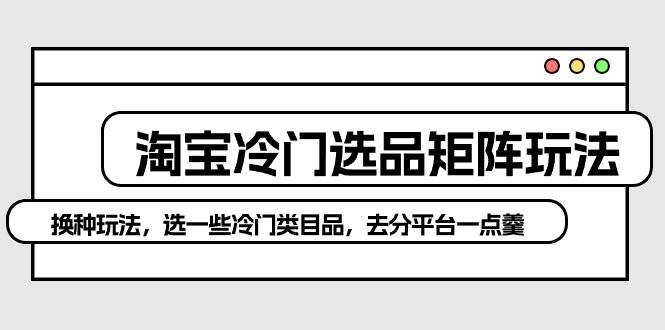 淘宝冷门选品矩阵玩法：换种玩法，选一些冷门类目品，去分平台一点羹-易创网