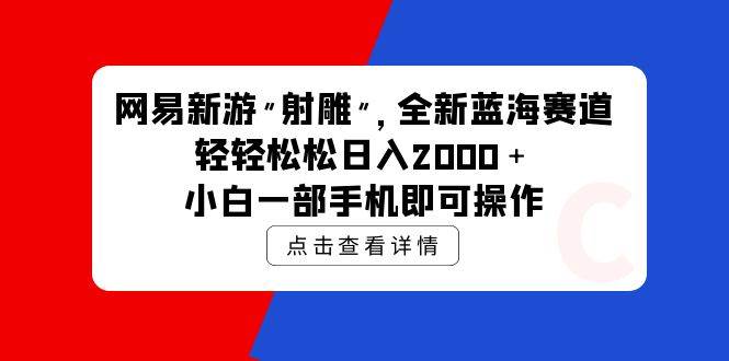 网易新游 射雕 全新蓝海赛道，轻松日入2000＋小白一部手机即可操作-易创网