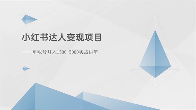 小红书达人变现项目：单账号月入1500-3000实战讲解-易创网