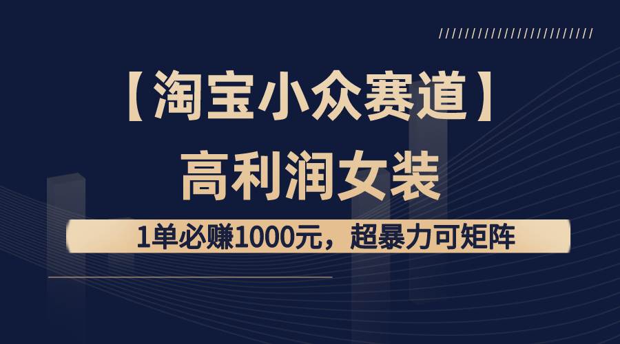 【淘宝小众赛道】高利润女装：1单必赚1000元，超暴力可矩阵-易创网