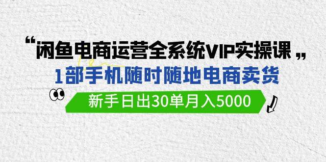 图片[1]-闲鱼电商运营全系统VIP实战课，1部手机随时随地卖货，新手日出30单月入5000-最新项目