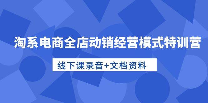 图片[1]-淘系电商全店动销经营模式特训营，线下课录音+文档资料-易创网