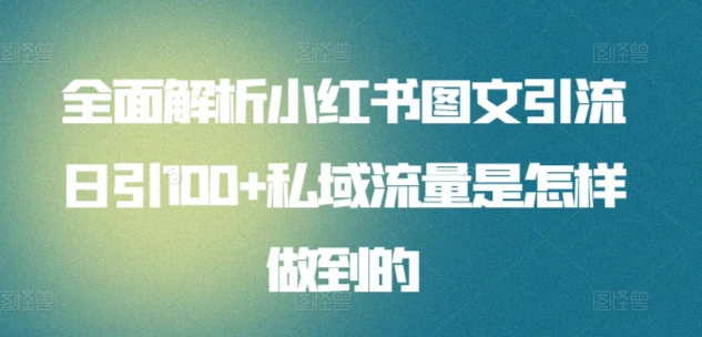 全面解析小红书图文引流日引100私域流量是怎样做到的-易创网