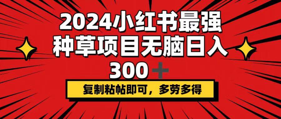 2024小红书最强种草项目，无脑日入300+，复制粘帖即可，多劳多得-易创网