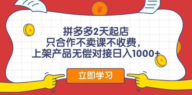 拼多多0成本开店，只合作不卖课不收费，0成本尝试，日赚千元+-最新项目