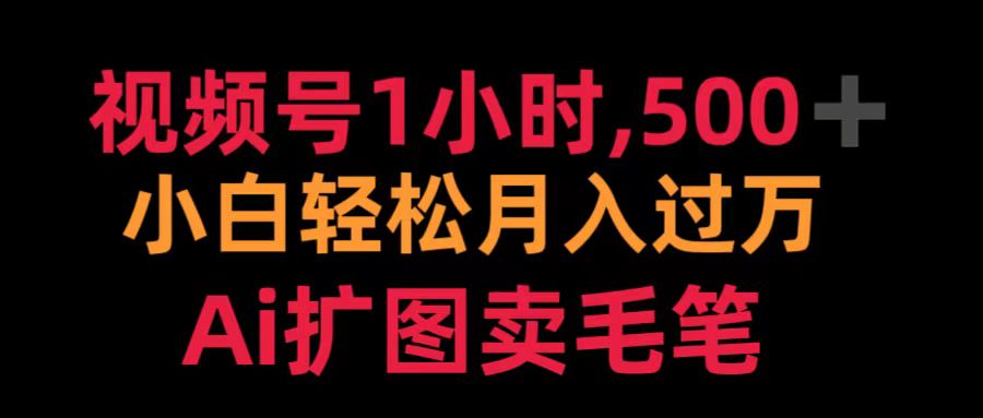 视频号1小时，500＋ 小白轻松月入过万 Ai扩图卖毛笔-最新项目