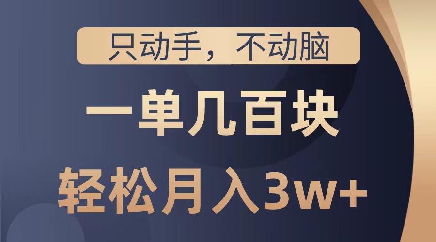 只动手不动脑，一单几百块，轻松月入2w+，看完就能直接操作，详细教程-最新项目