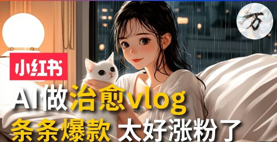 AI治愈系vlog动画视频，小红书7天 涨粉破千，商单报价1500+，0成本制作，日入2000+，有手就会 -最新项目