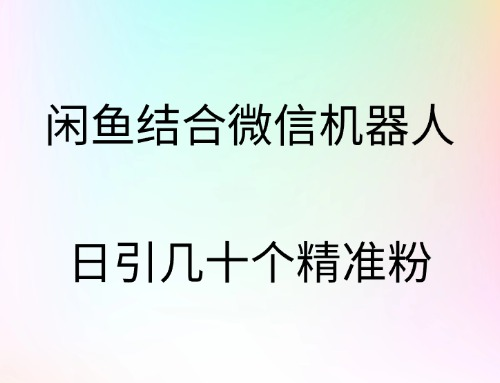 闲鱼结合微信机器人，日引几十个精准粉-最新项目