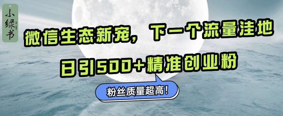 微信生态新宠小绿书：下一个流量洼地，粉丝质量超高，日引500+精准创业粉，-易创网