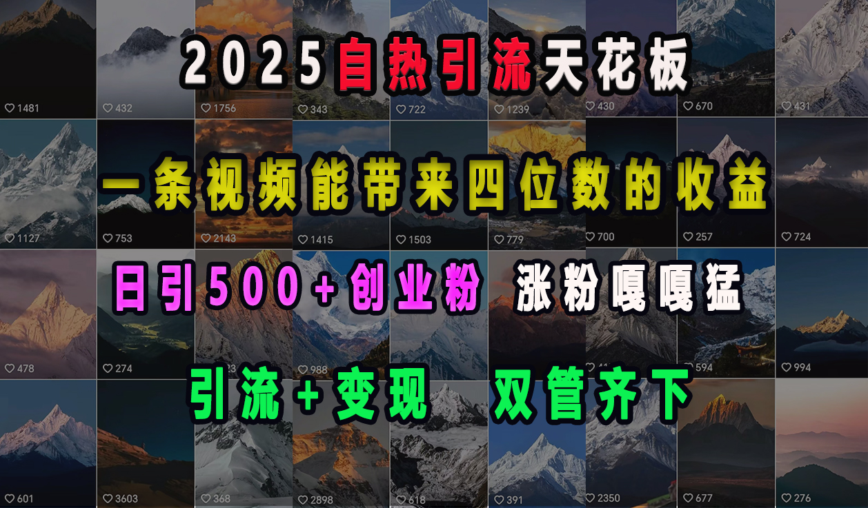 2025自热引流天花板，一条视频能带来四位数的收益，引流+变现双管齐下，日引500+创业粉，涨粉嘎嘎猛-易创网