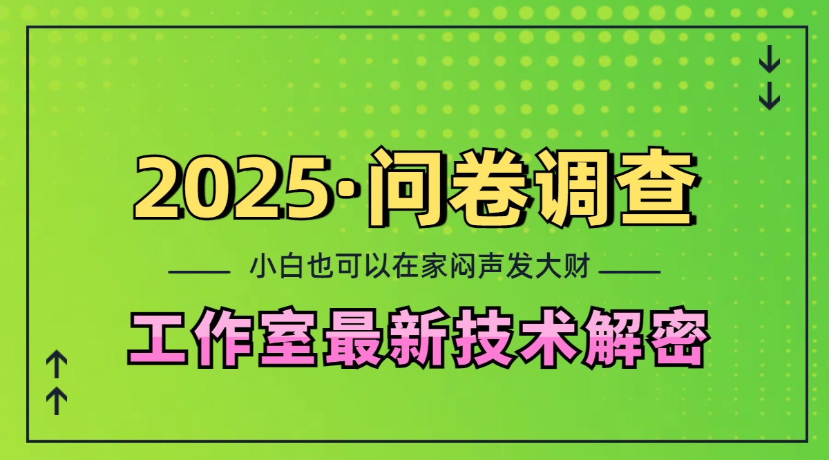 2025《问卷调查》最新工作室技术解密：一个人在家也可以闷声发大财，小白一天200+，可矩阵放大-易创网