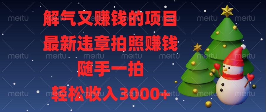 最新违章拍照赚钱，随手一拍，解气又赚钱的项目，轻松收入3000+-易创网