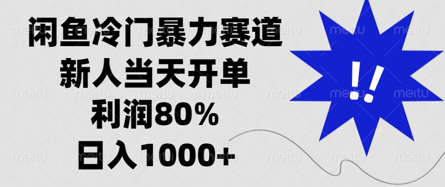 闲鱼冷门暴力赛道，利润80%，日入1000+新人当天开单，-易创网