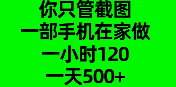 你只管截图，一部手机在家做，一小时120，一天500+-易创网