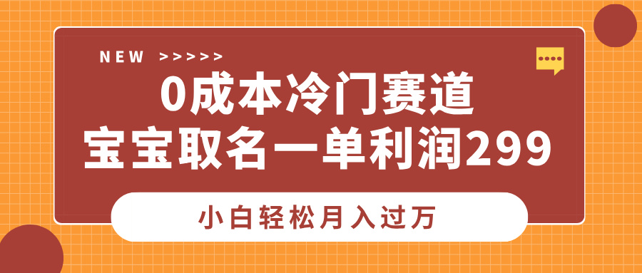 0成本冷门赛道，宝宝取名一单利润299，小白轻松月入过万-易创网