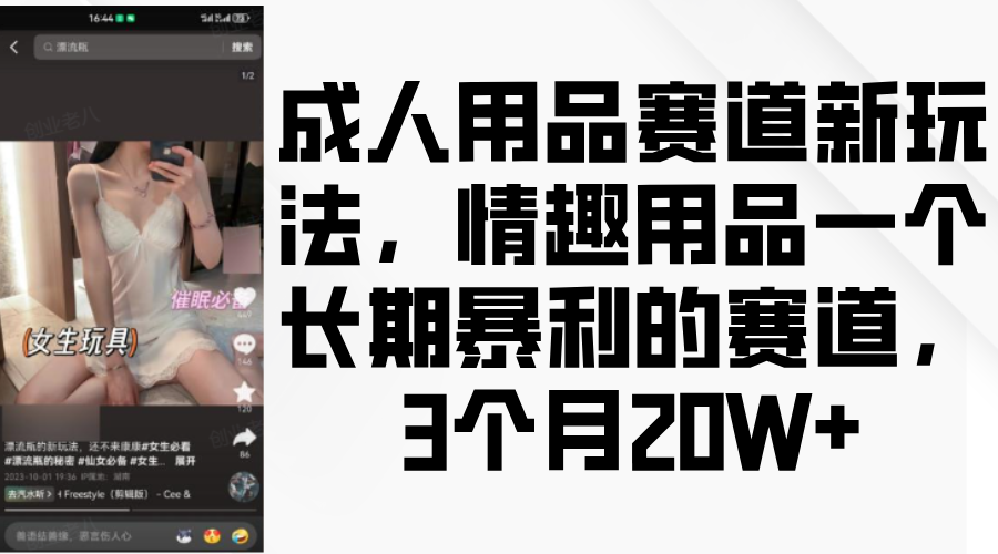 情趣用品一个长期暴利的赛道，成人用品赛道新玩法，3个月20W+-易创网