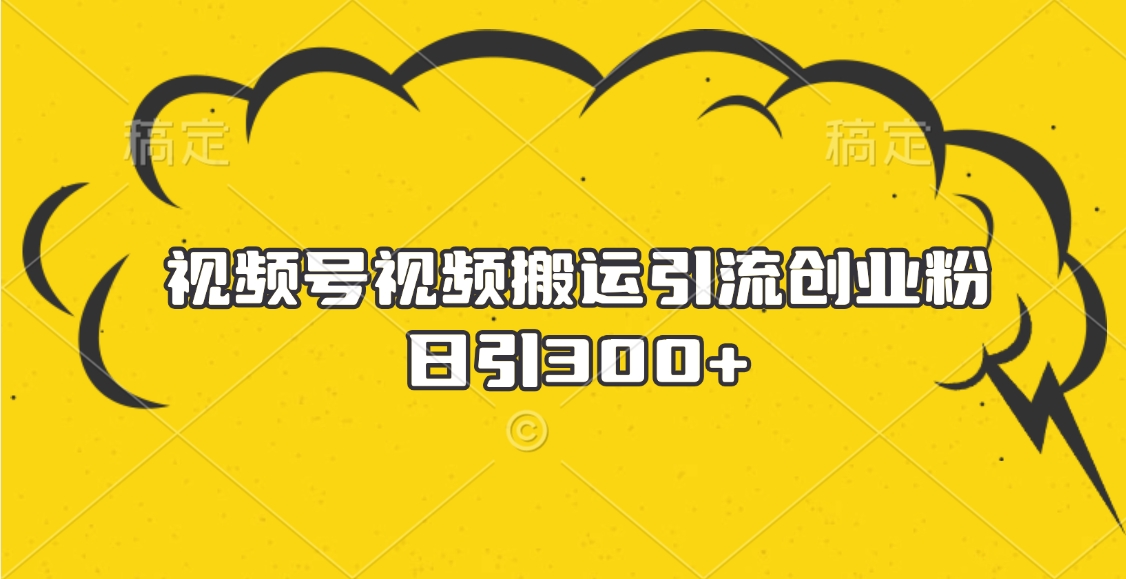 视频号视频搬运引流创业粉，日引300+-易创网