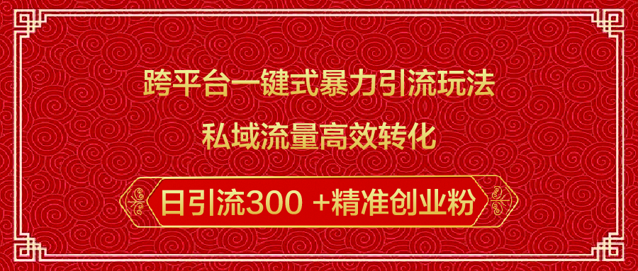 跨平台一键式暴力引流玩法，私域流量高效转化日引流300 +精准创业粉-辰阳网创