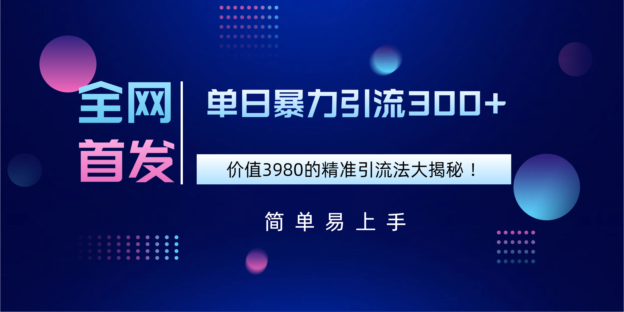 全网首发，价值3980单日暴力引流300+的精准引流法大揭秘！-辰阳网创